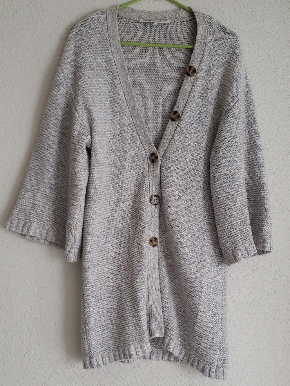 cupcakes & cashmere Light Gray Open-Front Button Cardigan